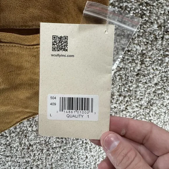 Scully Vest Suede Leather Men Large Tan Western Bourbon Snap Front New With Tags - Picture 7 of 16